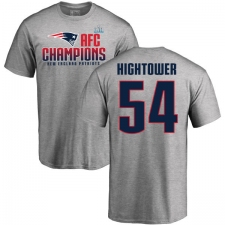 Nike New England Patriots #54 Dont'a Hightower Heather Gray 2017 AFC Champions V-Neck T-Shirt