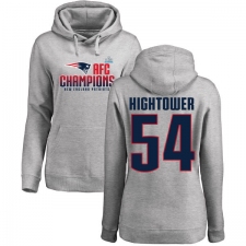 Women's Nike New England Patriots #54 Dont'a Hightower Heather Gray 2017 AFC Champions Pullover Hoodie