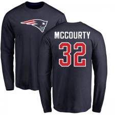 NFL Nike New England Patriots #32 Devin McCourty Navy Blue Name & Number Logo Long Sleeve T-Shirt