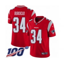 Men's New England Patriots #34 Rex Burkhead Limited Red Inverted Legend 100th Season Football Jersey