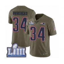 Men's Nike New England Patriots #34 Rex Burkhead Limited Olive 2017 Salute to Service Super Bowl LIII Bound NFL Jersey