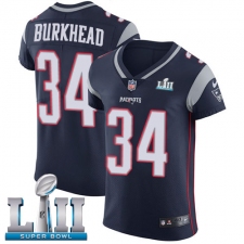Men's Nike New England Patriots #34 Rex Burkhead Navy Blue Team Color Vapor Untouchable Elite Player Super Bowl LII NFL Jersey