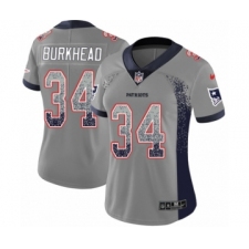 Women's Nike New England Patriots #34 Rex Burkhead Limited Gray Rush Drift Fashion NFL Jersey