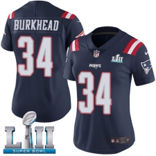 Women's Nike New England Patriots #34 Rex Burkhead Limited Navy Blue Rush Vapor Untouchable Super Bowl LII NFL Jersey