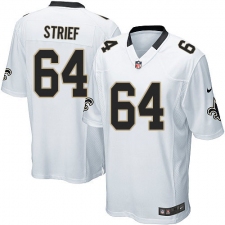 Men's Nike New Orleans Saints #64 Zach Strief Game White NFL Jersey