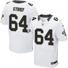 Men's Nike New Orleans Saints #64 Zach Strief White Vapor Untouchable Elite Player NFL Jersey