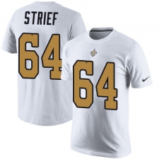 Nike New Orleans Saints #64 Zach Strief White Rush Pride Name & Number T-Shirt