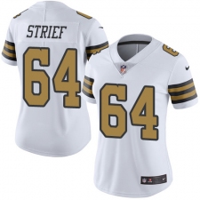 Women's Nike New Orleans Saints #64 Zach Strief Limited White Rush Vapor Untouchable NFL Jersey
