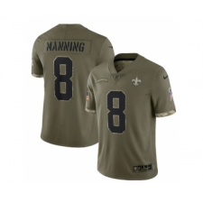 Men's New Orleans Saints #8 Archie Manning 2022 Olive Salute To Service Limited Stitched Jersey