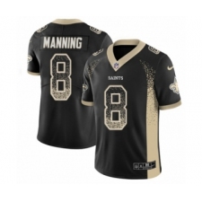 Men's Nike New Orleans Saints #8 Archie Manning Limited Black Rush Drift Fashion NFL Jersey
