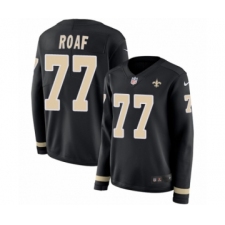 Women's Nike New Orleans Saints #77 Willie Roaf Limited Black Therma Long Sleeve NFL Jersey