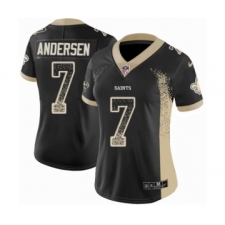Women's Nike New Orleans Saints #7 Morten Andersen Limited Black Rush Drift Fashion NFL Jersey