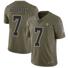 Youth Nike New Orleans Saints #7 Morten Andersen Limited Olive 2017 Salute to Service NFL Jersey