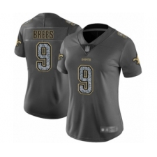 Women's New Orleans Saints #9 Drew Brees Limited Gray Static Fashion Football Jersey