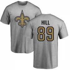NFL Nike New Orleans Saints #89 Josh Hill Ash Name & Number Logo T-Shirt
