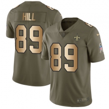 Youth Nike New Orleans Saints #89 Josh Hill Limited Olive/Gold 2017 Salute to Service NFL Jersey
