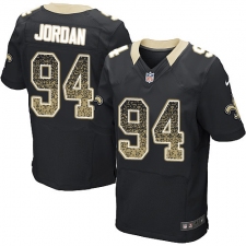 Men's Nike New Orleans Saints #94 Cameron Jordan Elite Black Home Drift Fashion NFL Jersey