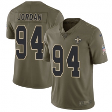 Youth Nike New Orleans Saints #94 Cameron Jordan Limited Olive 2017 Salute to Service NFL Jersey