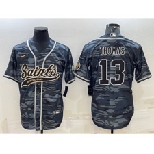 Men's New Orleans Saints #13 Michael Thomas Grey Camo With Patch Cool Base Stitched Baseball Jersey