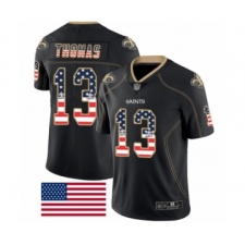 Men's New Orleans Saints #13 Michael Thomas Limited Black Rush USA Flag Football Jersey
