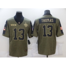 Men's New Orleans Saints #13 Michael Thomas Nike Olive 2021 Salute To Service Limited Player Jersey
