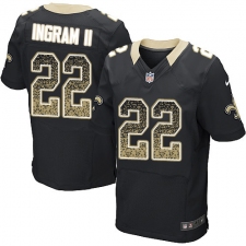 Men's Nike New Orleans Saints #22 Mark Ingram Elite Black Home Drift Fashion NFL Jersey