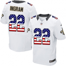 Men's Nike New Orleans Saints #22 Mark Ingram Elite White Road USA Flag Fashion NFL Jersey