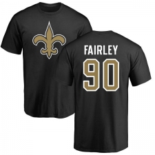 NFL Nike New Orleans Saints #90 Nick Fairley Black Name & Number Logo T-Shirt