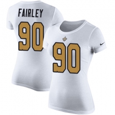 Women's Nike New Orleans Saints #90 Nick Fairley White Rush Pride Name & Number T-Shirt