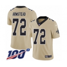 Men's New Orleans Saints #72 Terron Armstead Limited Gold Inverted Legend 100th Season Football Jersey