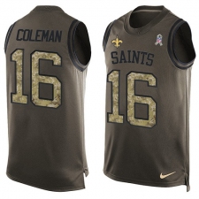 Men's Nike New Orleans Saints #16 Brandon Coleman Limited Green Salute to Service Tank Top NFL Jersey