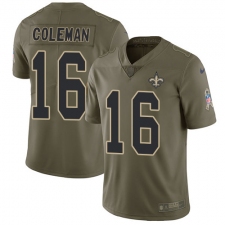 Youth Nike New Orleans Saints #16 Brandon Coleman Limited Olive 2017 Salute to Service NFL Jersey