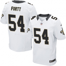 Men's Nike New Orleans Saints #54 Khairi Fortt Elite White NFL Jersey