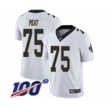 Men's New Orleans Saints #75 Andrus Peat White Vapor Untouchable Limited Player 100th Season Football Jersey