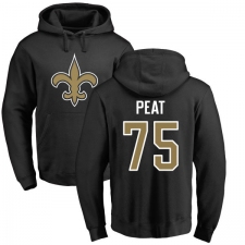 NFL Nike New Orleans Saints #75 Andrus Peat Black Name & Number Logo Pullover Hoodie