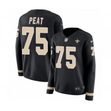 Women's Nike New Orleans Saints #75 Andrus Peat Limited Black Therma Long Sleeve NFL Jersey