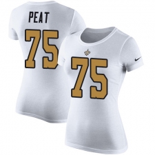 Women's Nike New Orleans Saints #75 Andrus Peat White Rush Pride Name & Number T-Shirt