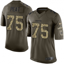 Youth Nike New Orleans Saints #75 Andrus Peat Elite Green Salute to Service NFL Jersey