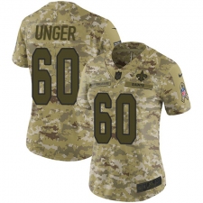 Women's Nike New Orleans Saints #60 Max Unger Limited Camo 2018 Salute to Service NFL Jersey