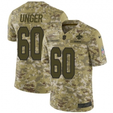 Youth Nike New Orleans Saints #60 Max Unger Limited Camo 2018 Salute to Service NFL Jersey