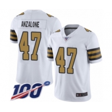 Men's New Orleans Saints #47 Alex Anzalone Limited White Rush Vapor Untouchable 100th Season Football Jersey