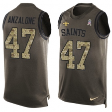 Men's Nike New Orleans Saints #47 Alex Anzalone Limited Green Salute to Service Tank Top NFL Jersey