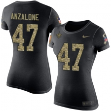 Women's Nike New Orleans Saints #47 Alex Anzalone Black Camo Salute to Service T-Shirt