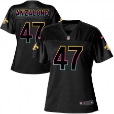 Women's Nike New Orleans Saints #47 Alex Anzalone Game Black Fashion NFL Jersey