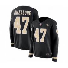 Women's Nike New Orleans Saints #47 Alex Anzalone Limited Black Therma Long Sleeve NFL Jersey