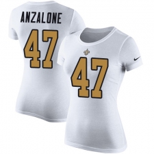 Women's Nike New Orleans Saints #47 Alex Anzalone White Rush Pride Name & Number T-Shirt