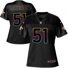 Women's Nike New Orleans Saints #51 Manti Te'o Game Black Fashion NFL Jersey