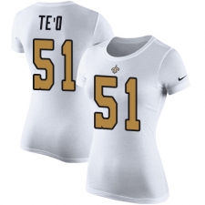 Women's Nike New Orleans Saints #51 Manti Te'o White Rush Pride Name & Number T-Shirt
