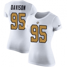 Women's Nike New Orleans Saints #95 Tyeler Davison White Rush Pride Name & Number T-Shirt