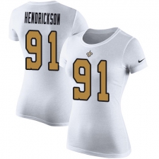 Women's Nike New Orleans Saints #91 Trey Hendrickson White Rush Pride Name & Number T-Shirt